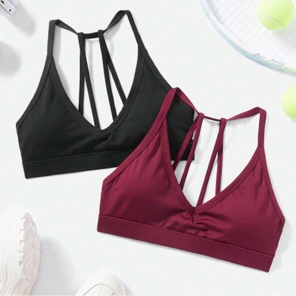 SHEIN Sport Studio Women Solid Color Spaghetti Strap Bra w/ Adjustable Straps - Picture 12 of 16